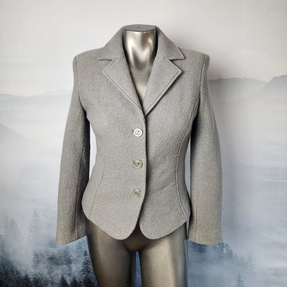 Linea Domani 100% Wool Gray V-Neck Y2557 Blazer | Women's 8